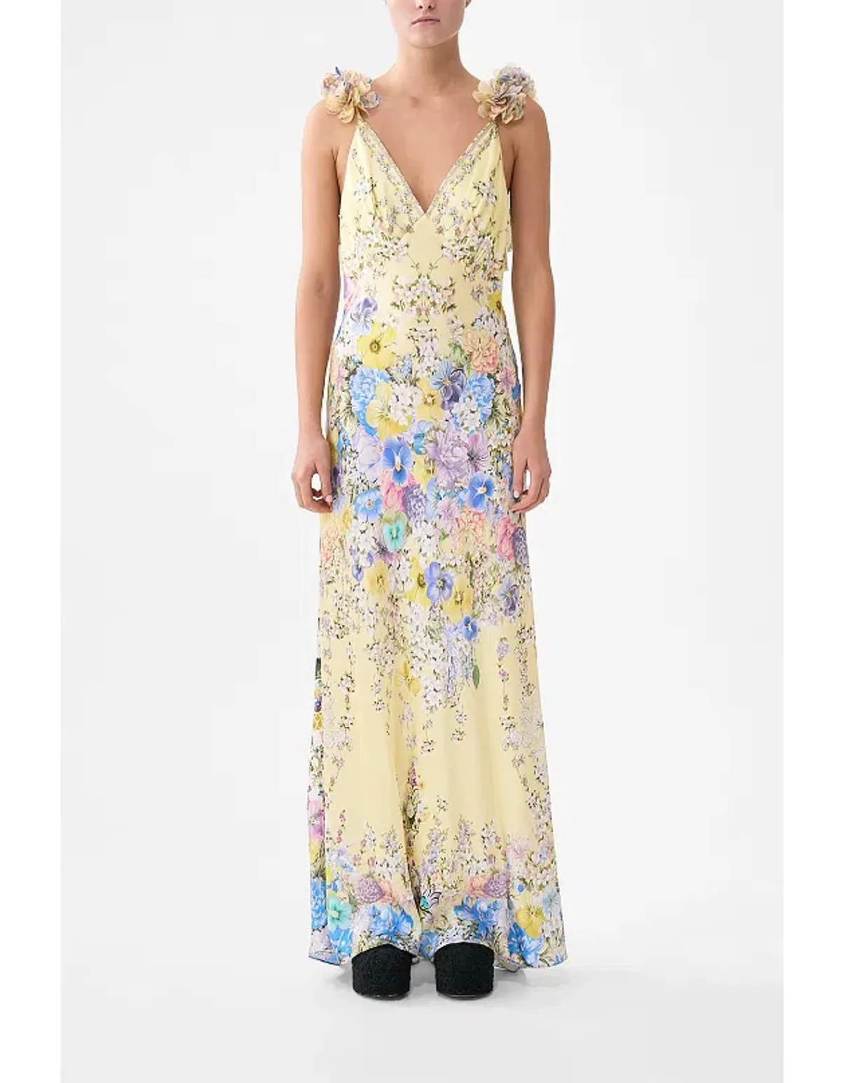 CAMILLA V NECK BIAS SLIP DRESS WITH BACK FRILL - Image 7