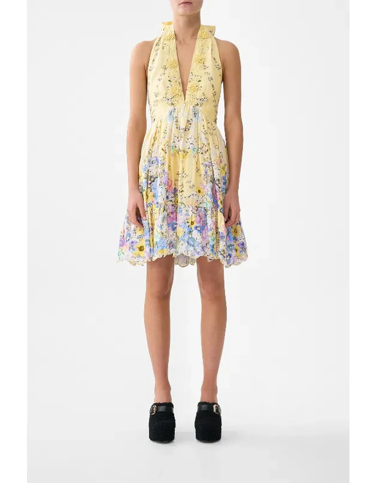 CAMILLA RUFFLE HEM HALTER SHORT DRESS SIZE XS - Image 7
