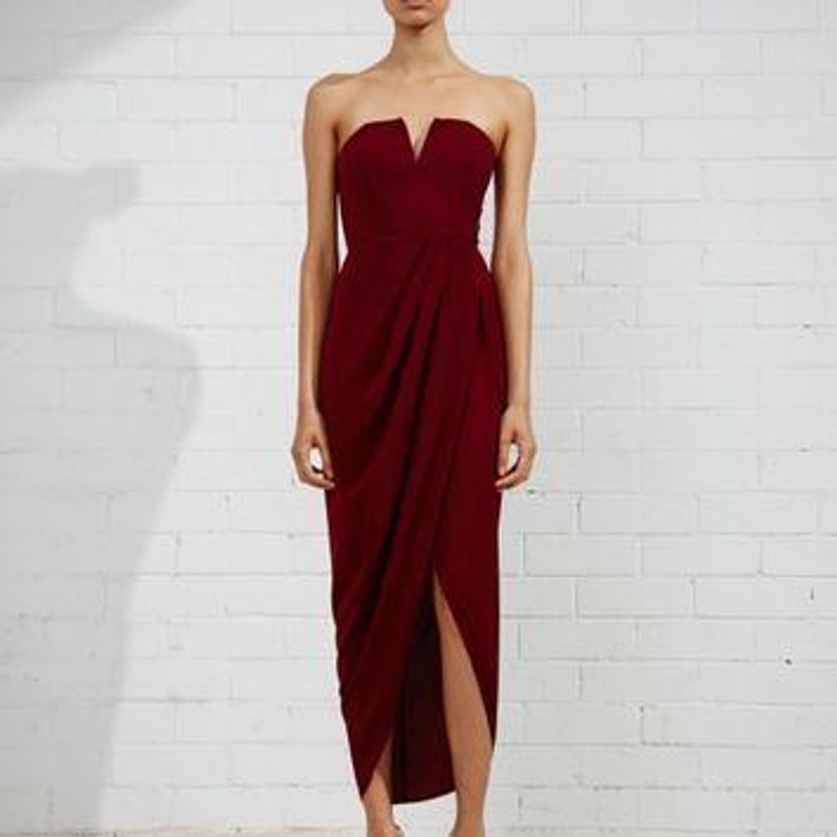 Shona Joy Core V Bustier Draped Midi Dress Size 12 - Image 3