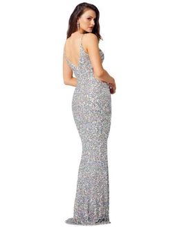 Tania Olsen Anastasia Gown silver size 10 for rent on The Volte - image 2