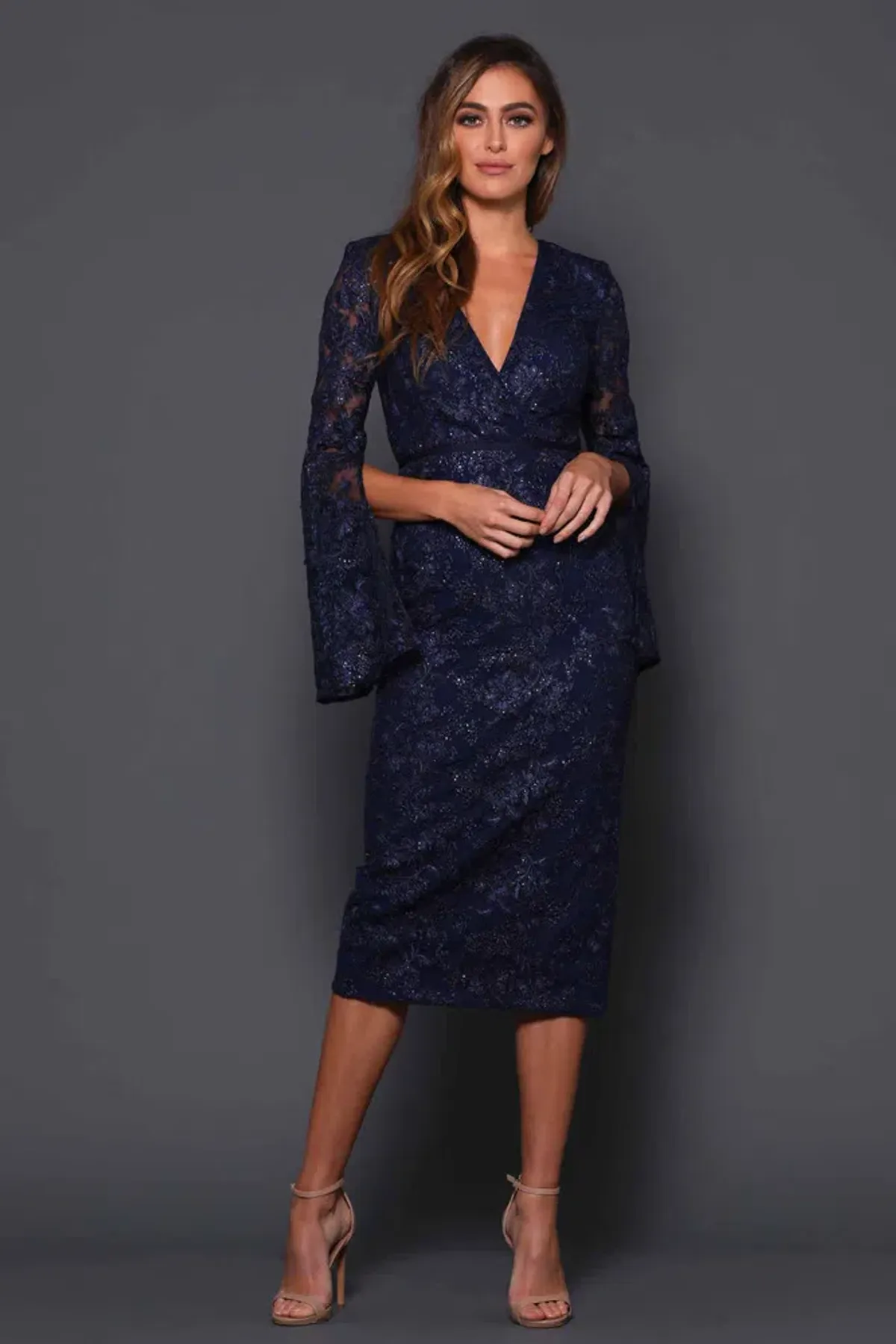 Elle Zeitoune Matisse Midi Dress Midnight Blue Size 12 - Image 2