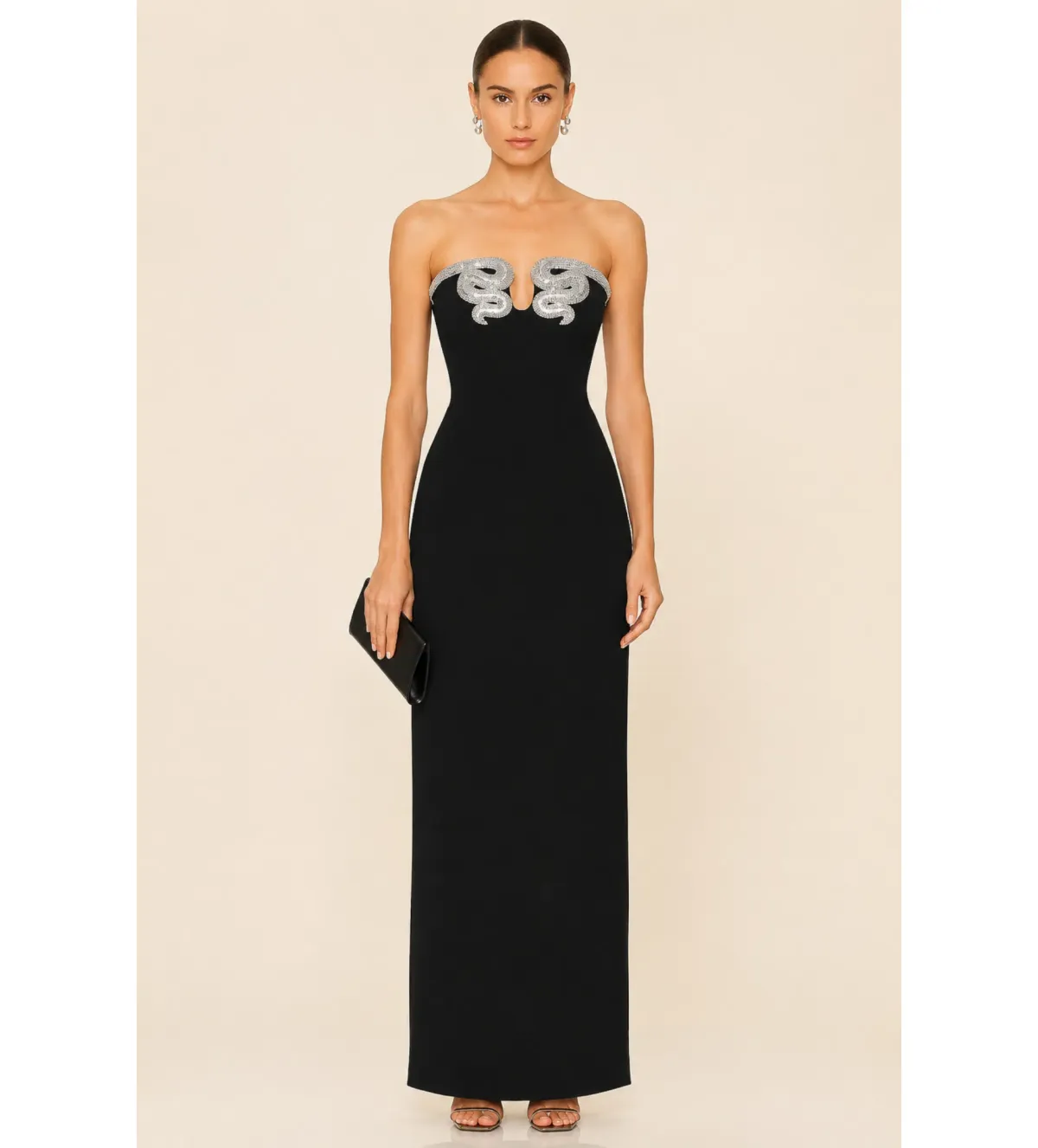 Rachel Gilbert Lukas Gown Black Silver Size 2/AU10 - Image 1