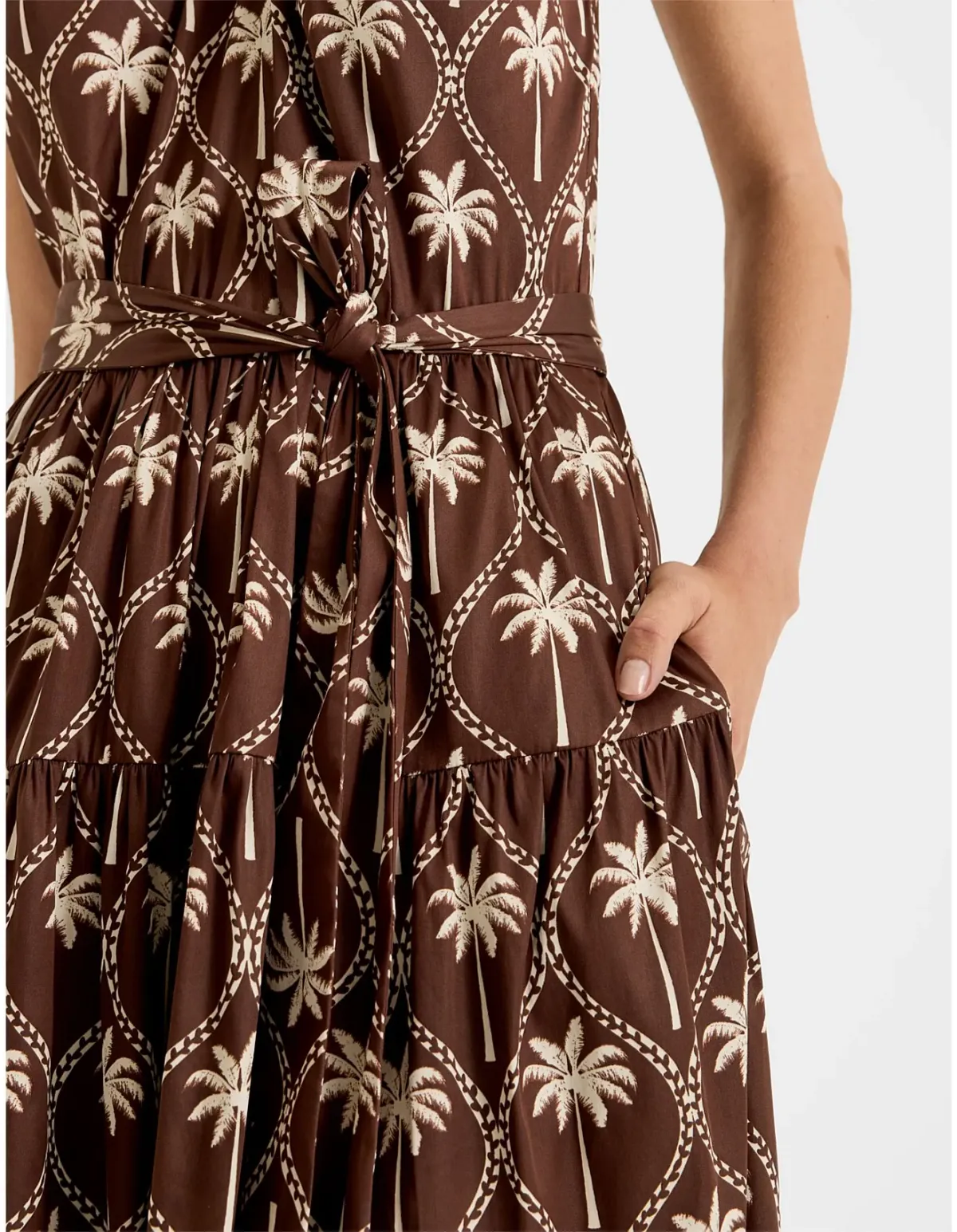 Review Palms Halter Sun Dress Size 8 Chocolate Ivory - Image 3
