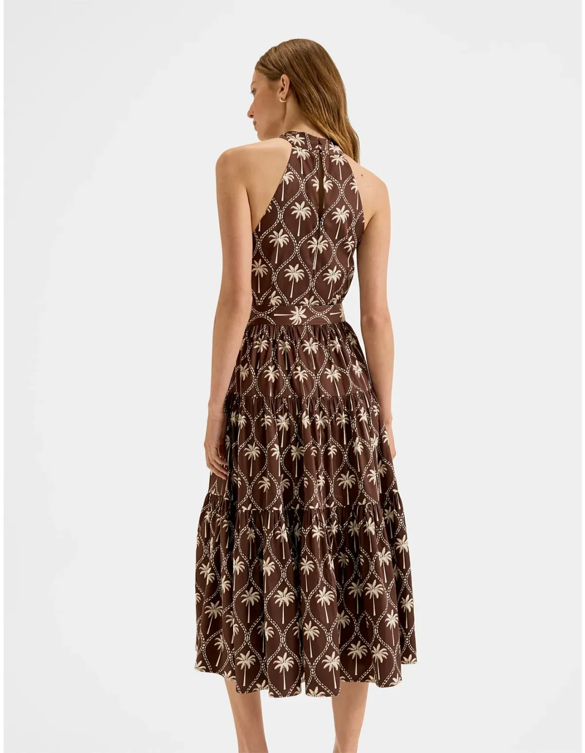 Review Palms Halter Sun Dress Size 10 Chocolate Ivory - Image 5