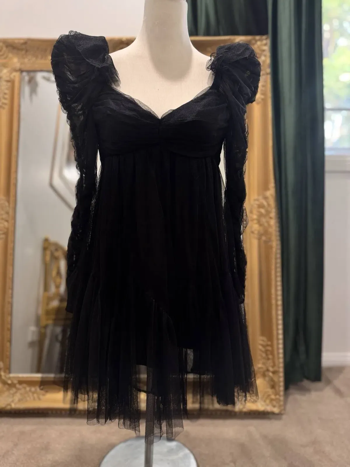Zimmermann Ruched Tulle Mini Dress – Black Size: 0P - Image 2