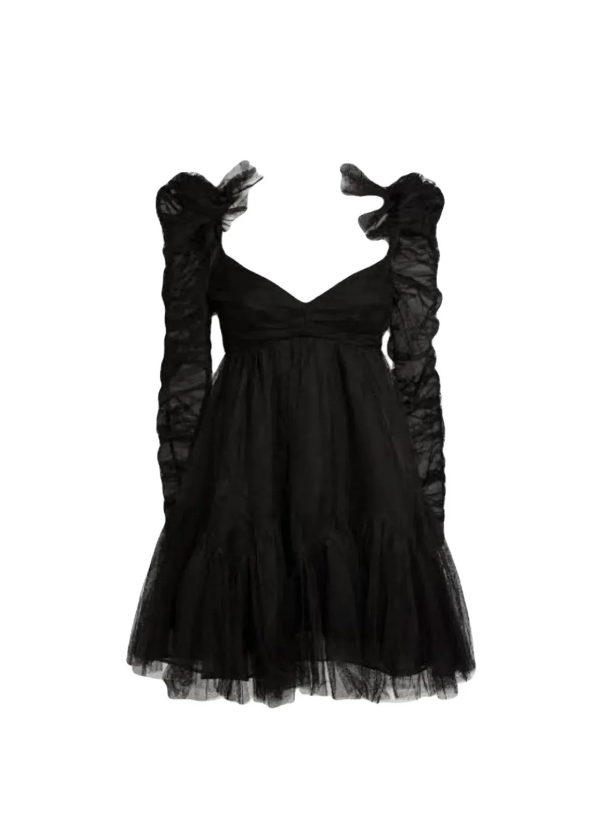 Zimmermann Ruched Tulle Mini Dress – Black Size: 0P - Image 5