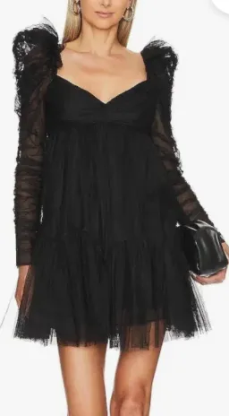 Zimmermann Ruched Tulle Mini Dress – Black Size: 0P  for rent on The Volte - image 1