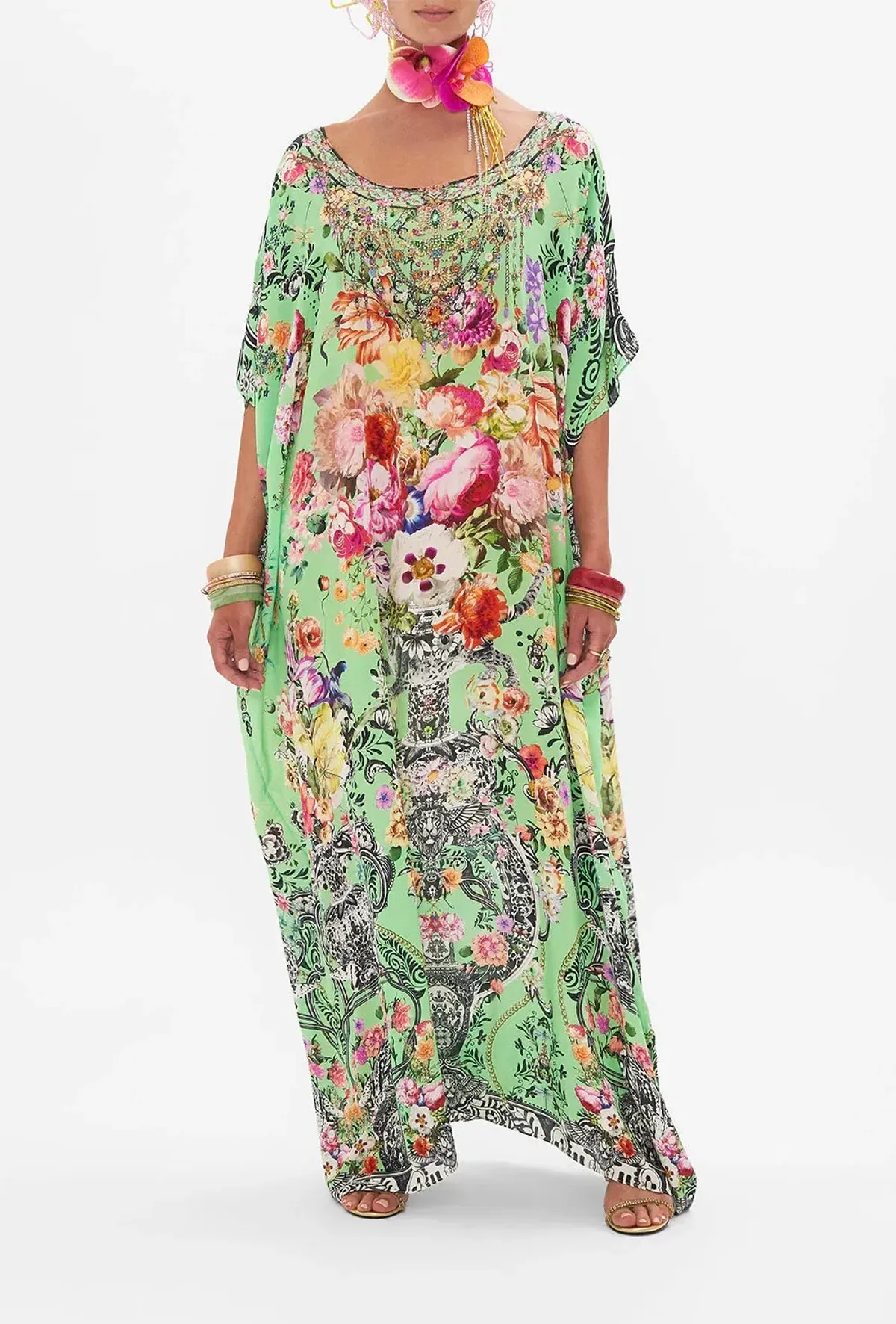 Camilla Porcelain Dream Round Neck Kaftan - Image 1