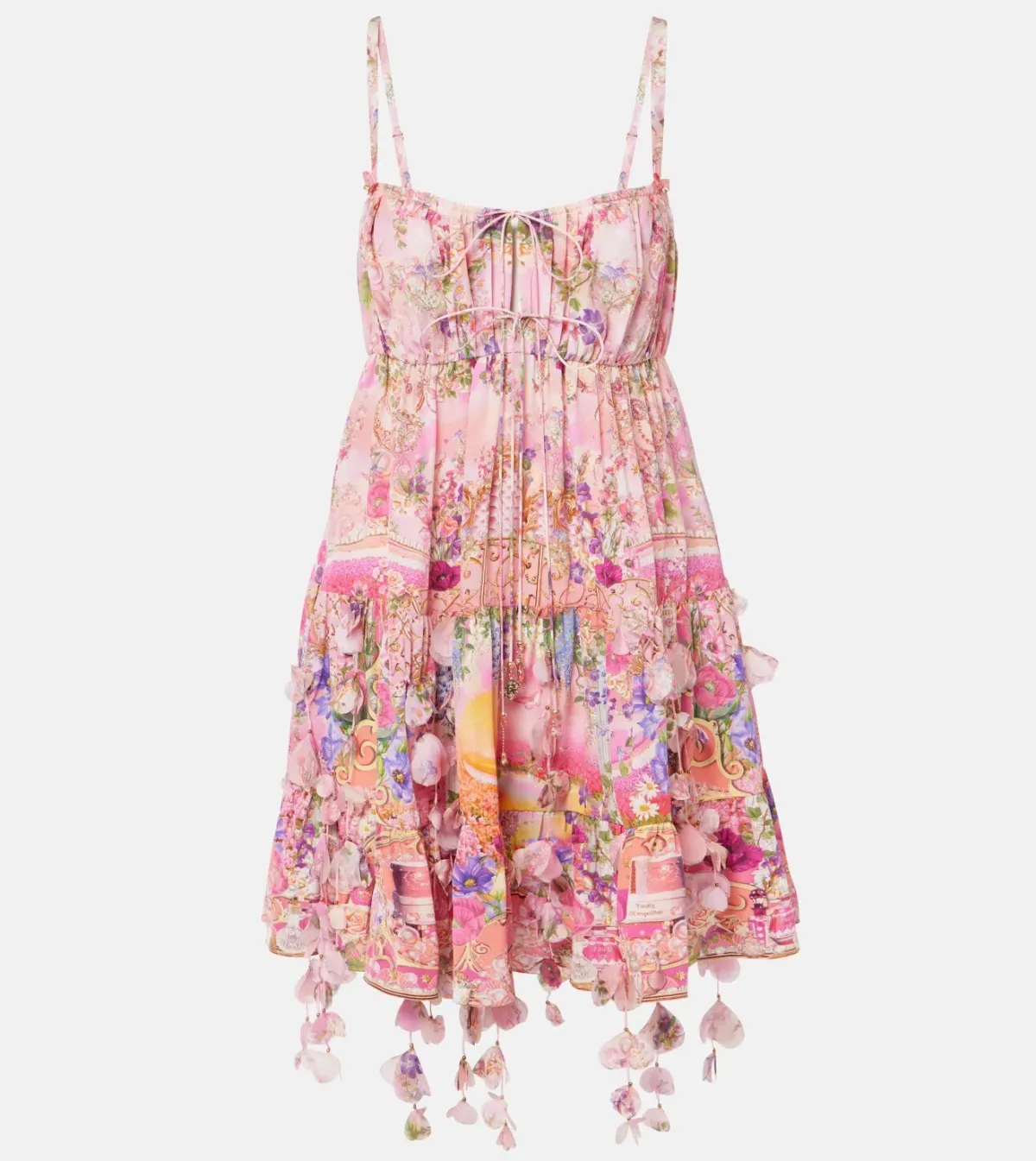 Camilla Gathered Bust Tiered Mini Dress Pink Size 18 - Image 5