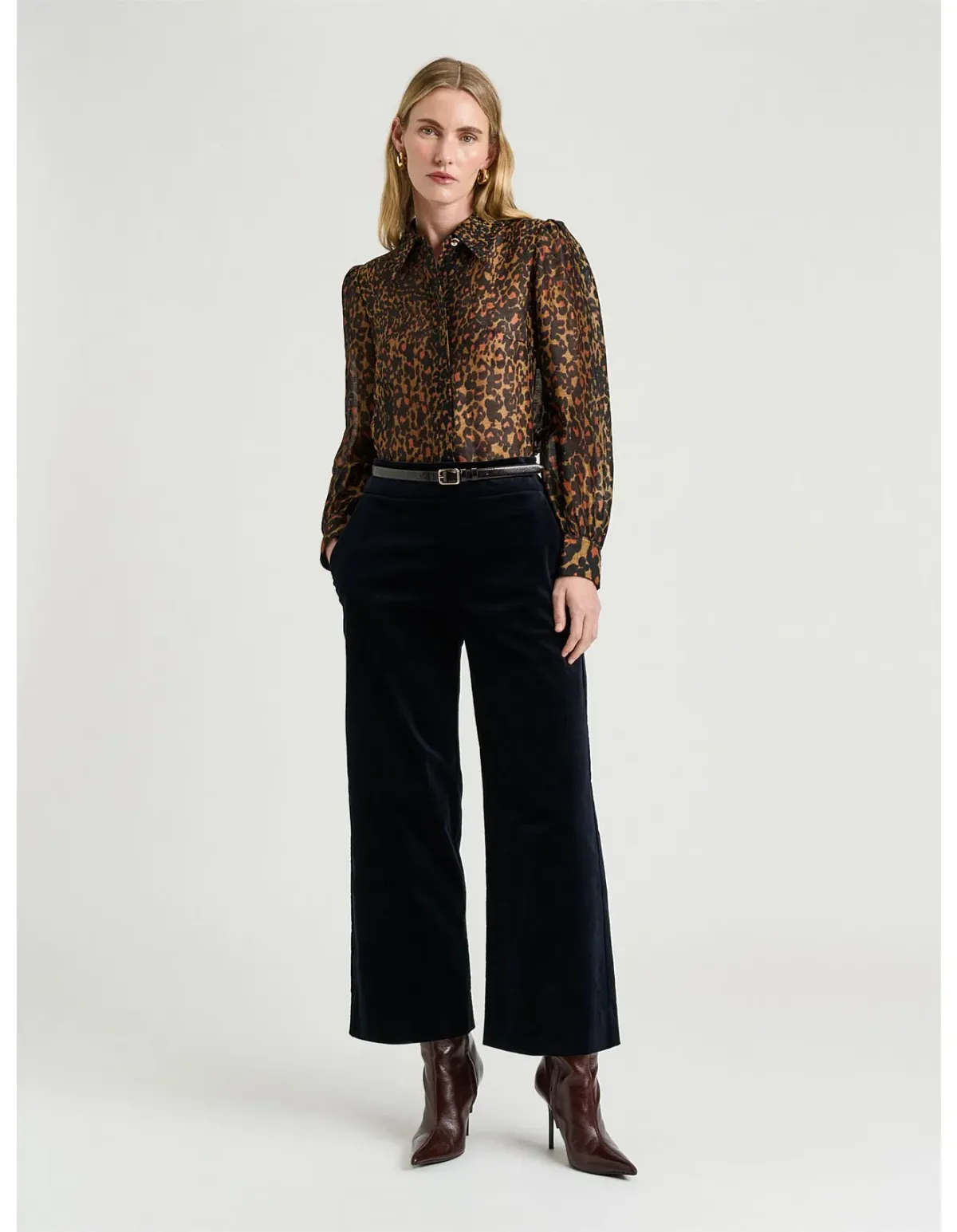 Veronika Maine Leopard Haze Silk Linen Blouse Size 14 - Image 2