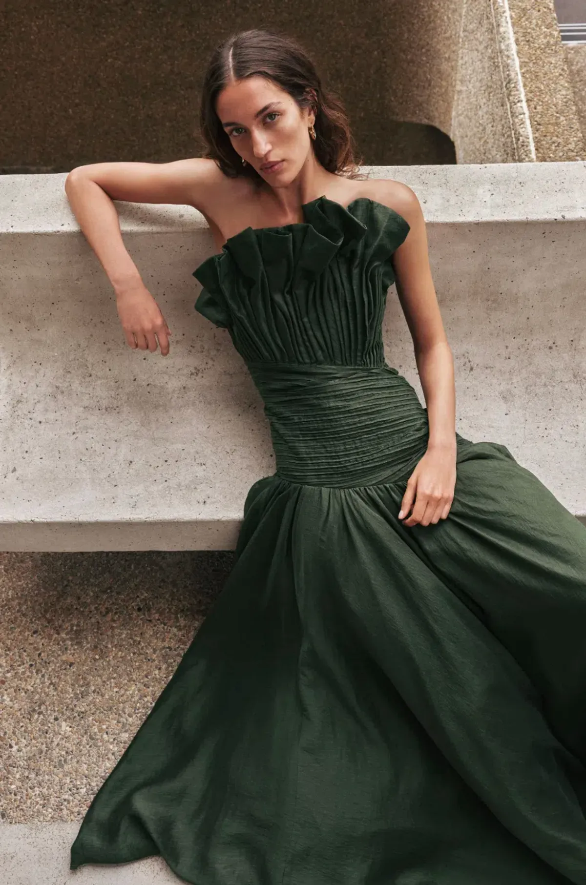 Aje Aquiline Gown in Hunter Green - Image 1