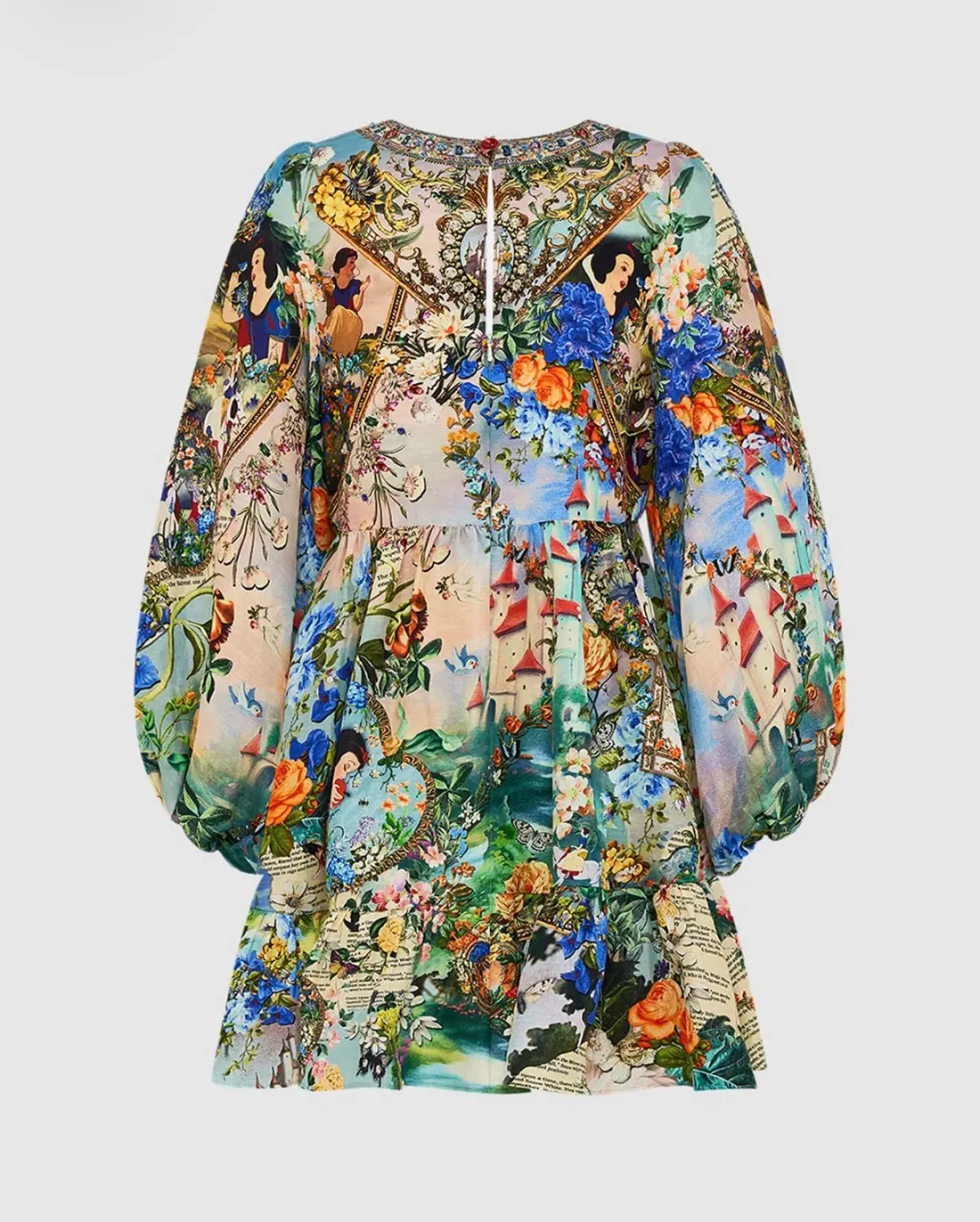 Camilla Short Tie Front Blouson Mini Dress Floral Size 16 - Image 7