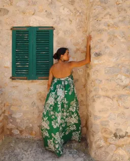 Isabella Longginou Green Floral Strapless Maxi Dress Size 14 for rent on The Volte - image 2