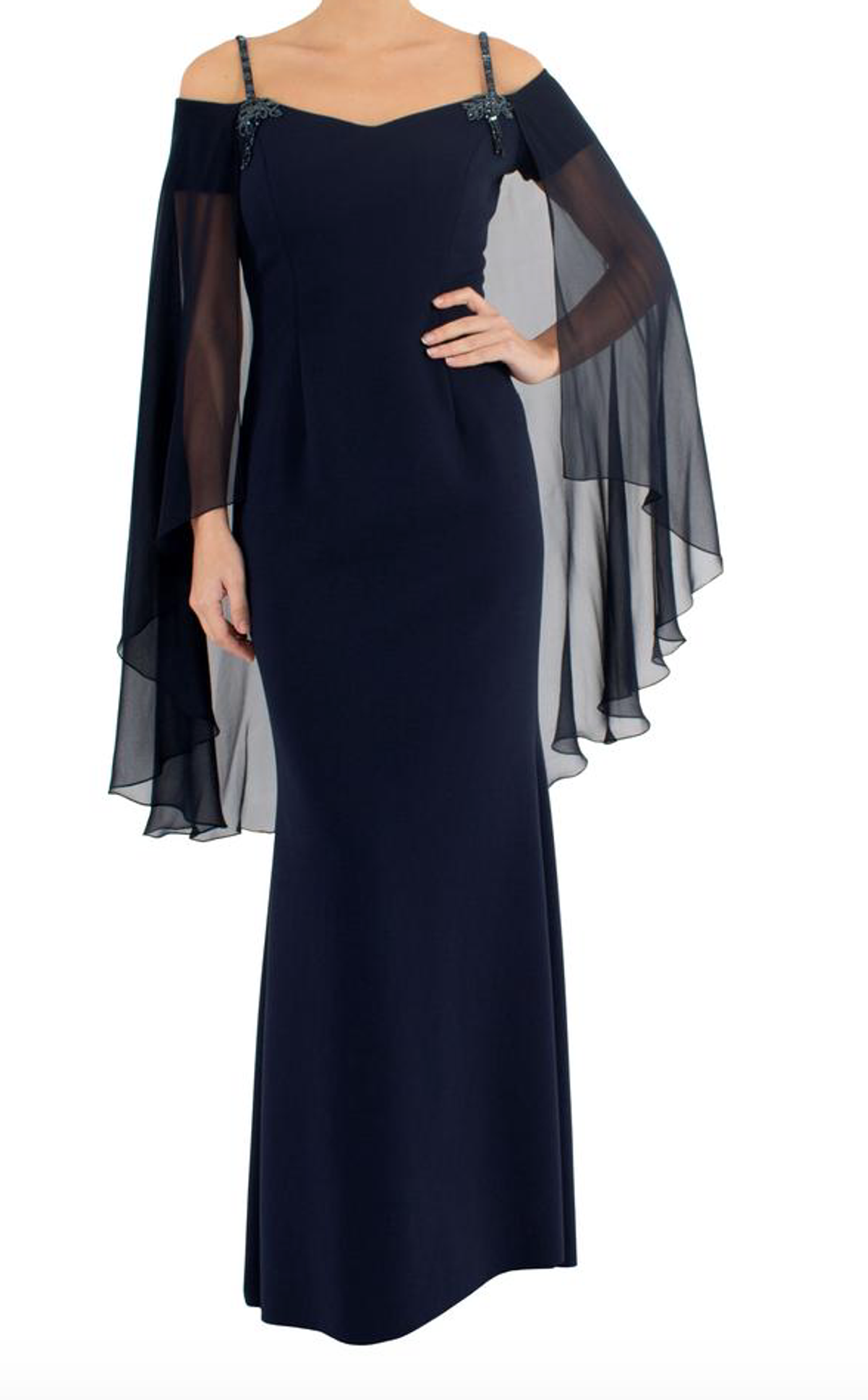 Anthea Crawford Downtown Abbey Navy Shawl Gown size 14 - Image 3