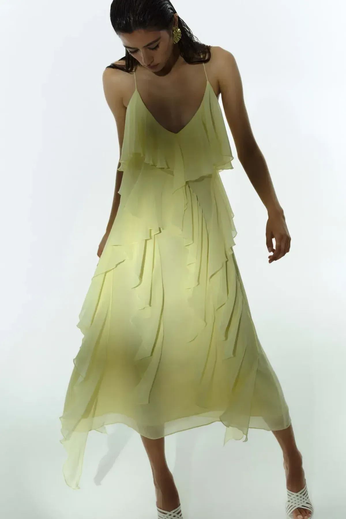 Aje Valentine Frill Maxi Dress Yellow 16 - Image 3
