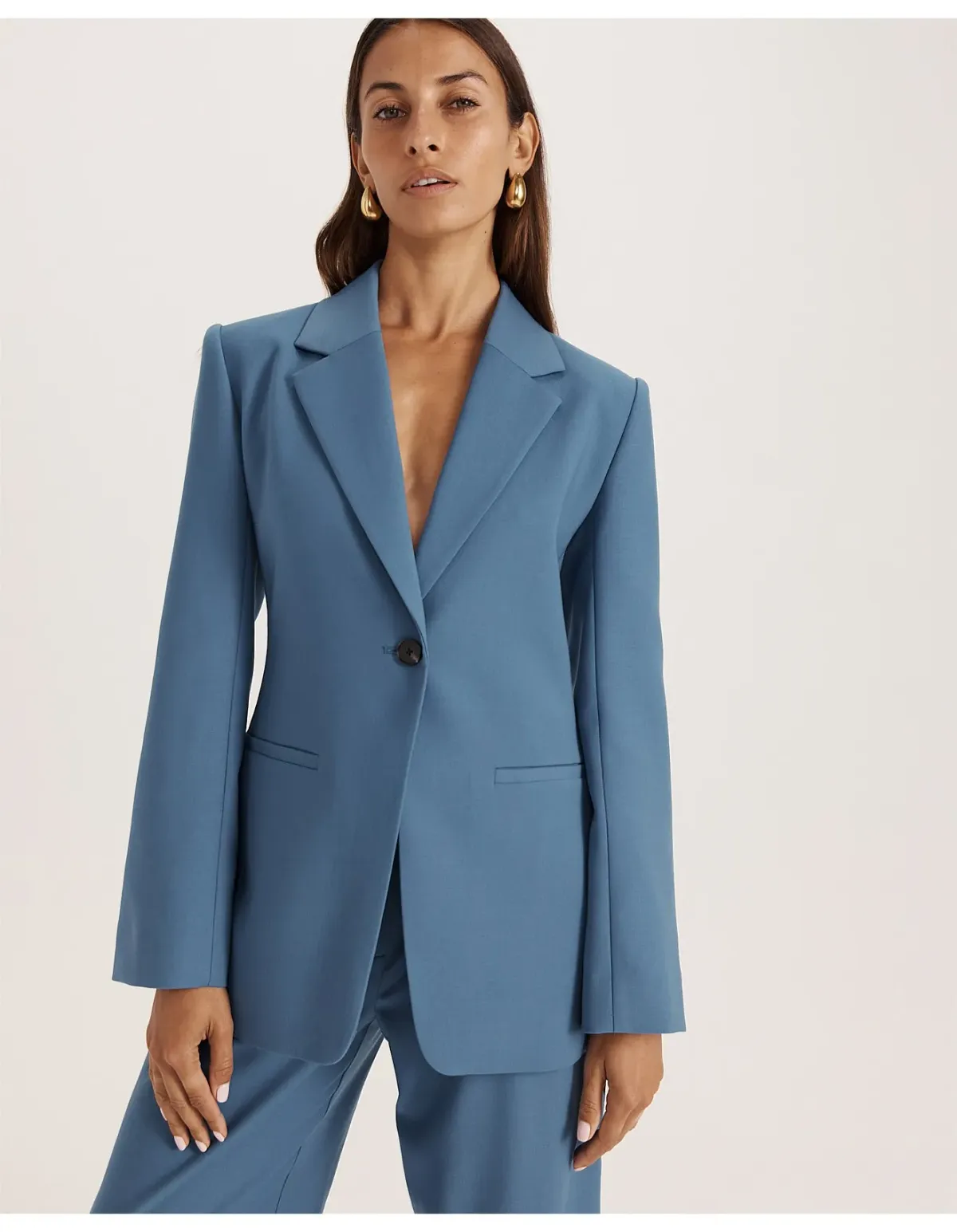 Saba Celeste Wool Contoured Blazer Size 6 Steel Blue - Image 1