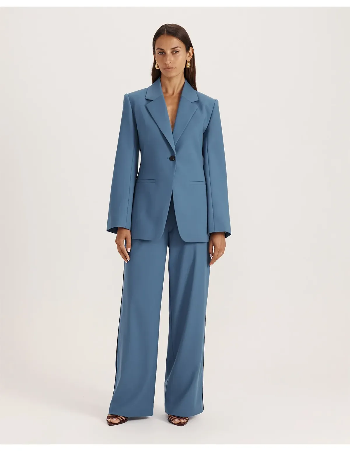 Saba Celeste Wool Contoured Blazer Size 6 Steel Blue - Image 2