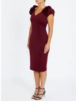 Anthea Crawford Petal Burgundy Dress Midi Size 10 for rent on The Volte - image 4