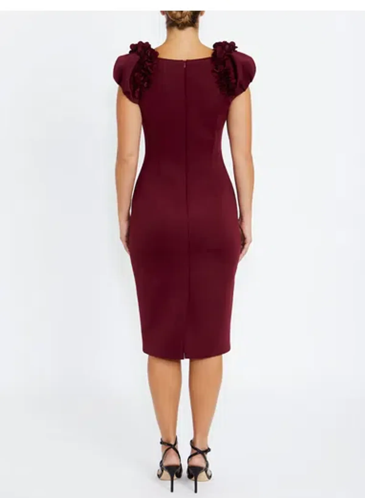 Anthea Crawford Petal Burgundy Dress Midi Size 10 - Image 2