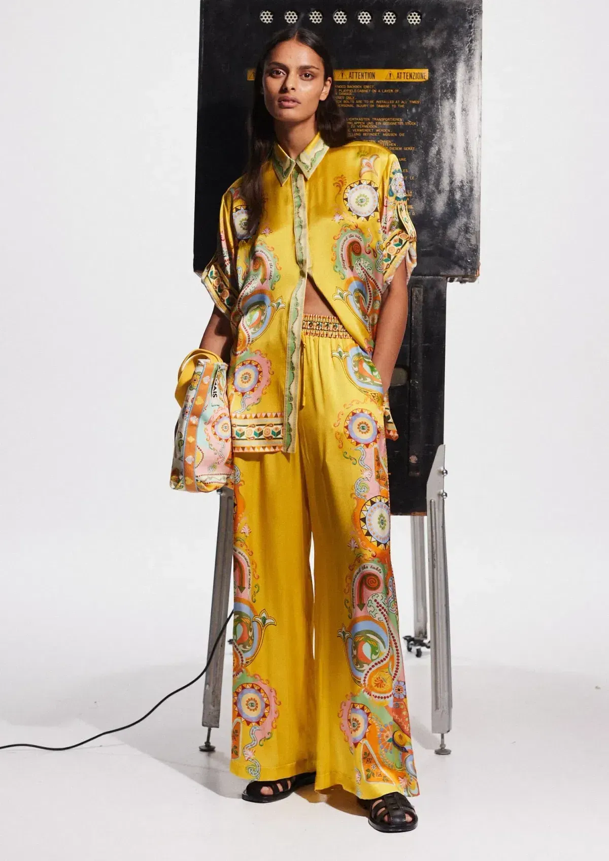 Alemais Pinball Silk Set - Shirt and Pants Yellow - Image 1
