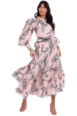 LEO LIN Pina Silk Linen Maxi Dress Floral for rent on The Volte - image 4