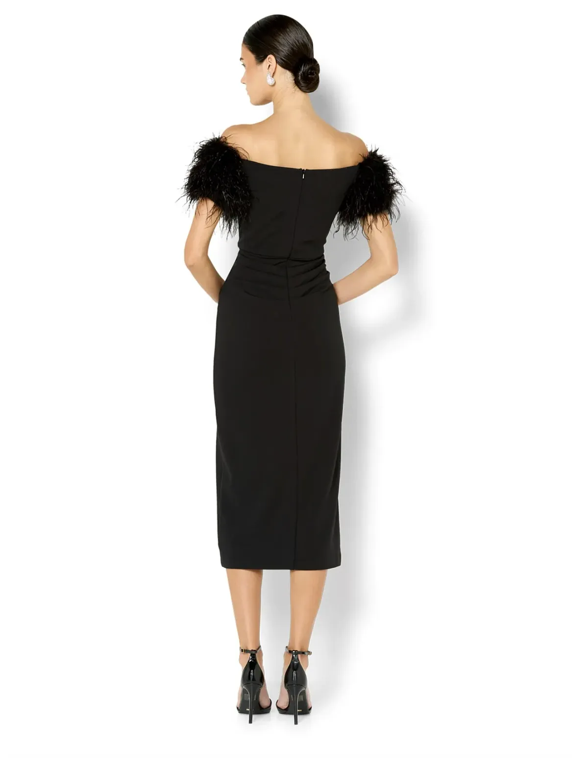 Montique Enora Feather Trim Cocktail Dress Size 10 AU Black - Image 4