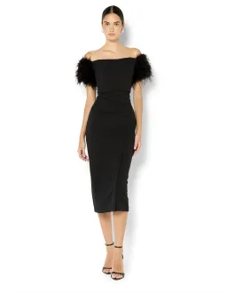 Montique Enora Feather Trim Cocktail Dress Size 10 AU Black for rent on The Volte - image 1