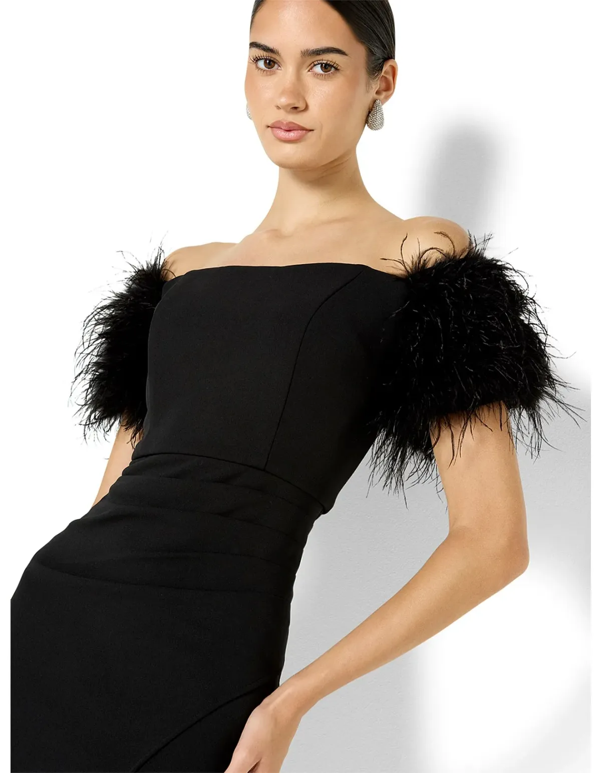Montique Enora Feather Trim Cocktail Dress Size 10 AU Black - Image 3