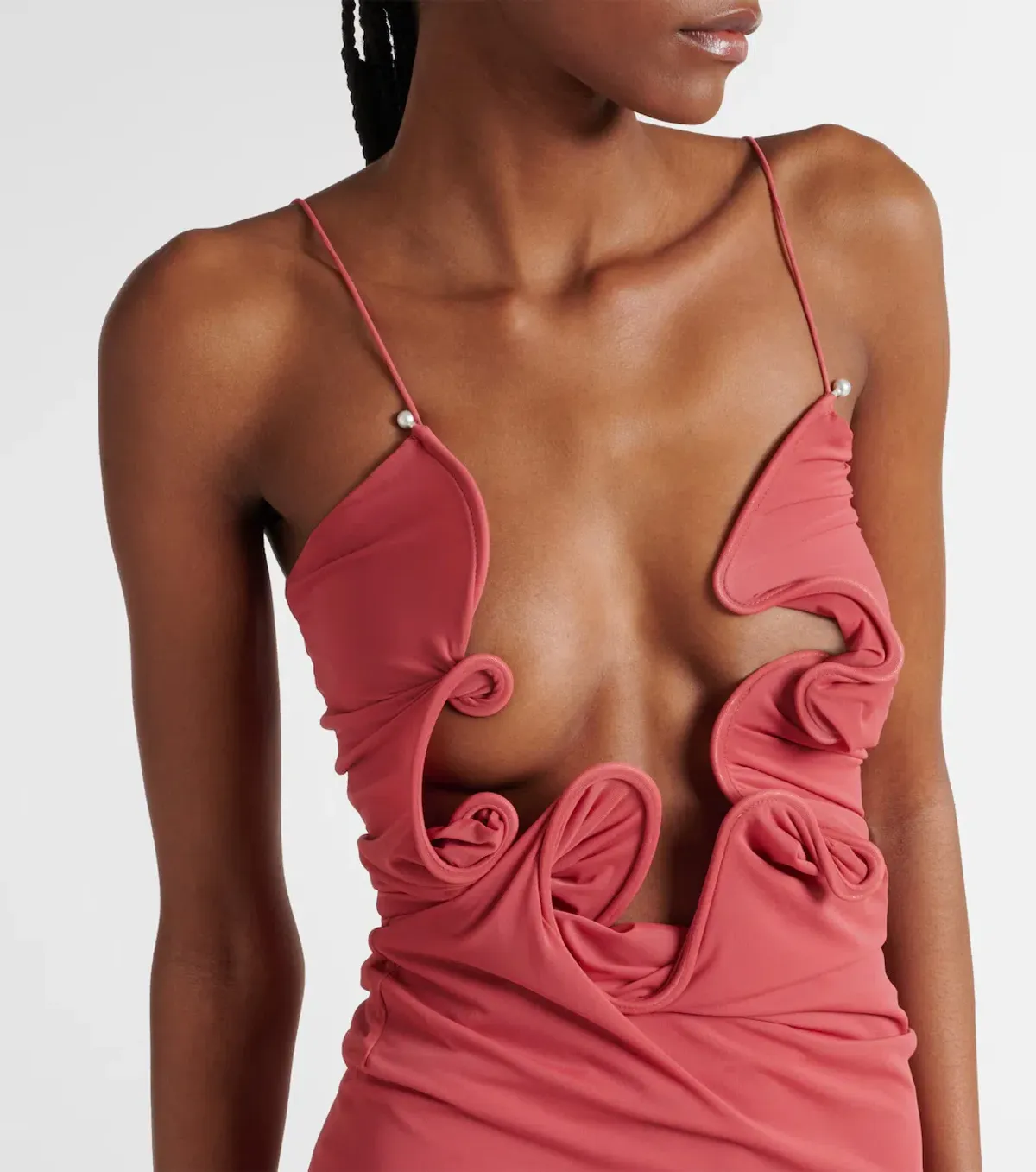 Christopher Esber Molded Venus cutout mesh maxi dress size 8 Cayenne/Coral/Pink - Image 2
