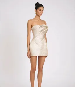 Eliya The Label Renelle Mini Dress in Gold size XS (size 6) for rent on The Volte - image 4