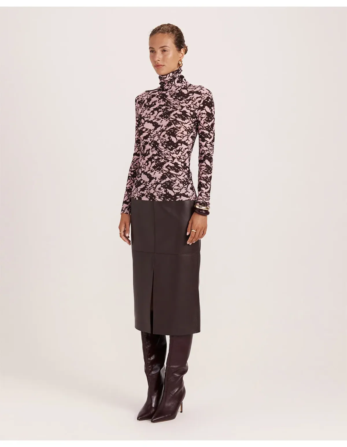 Saba Truffle Wool Long Sleeve Top L Pink Brown - Image 3