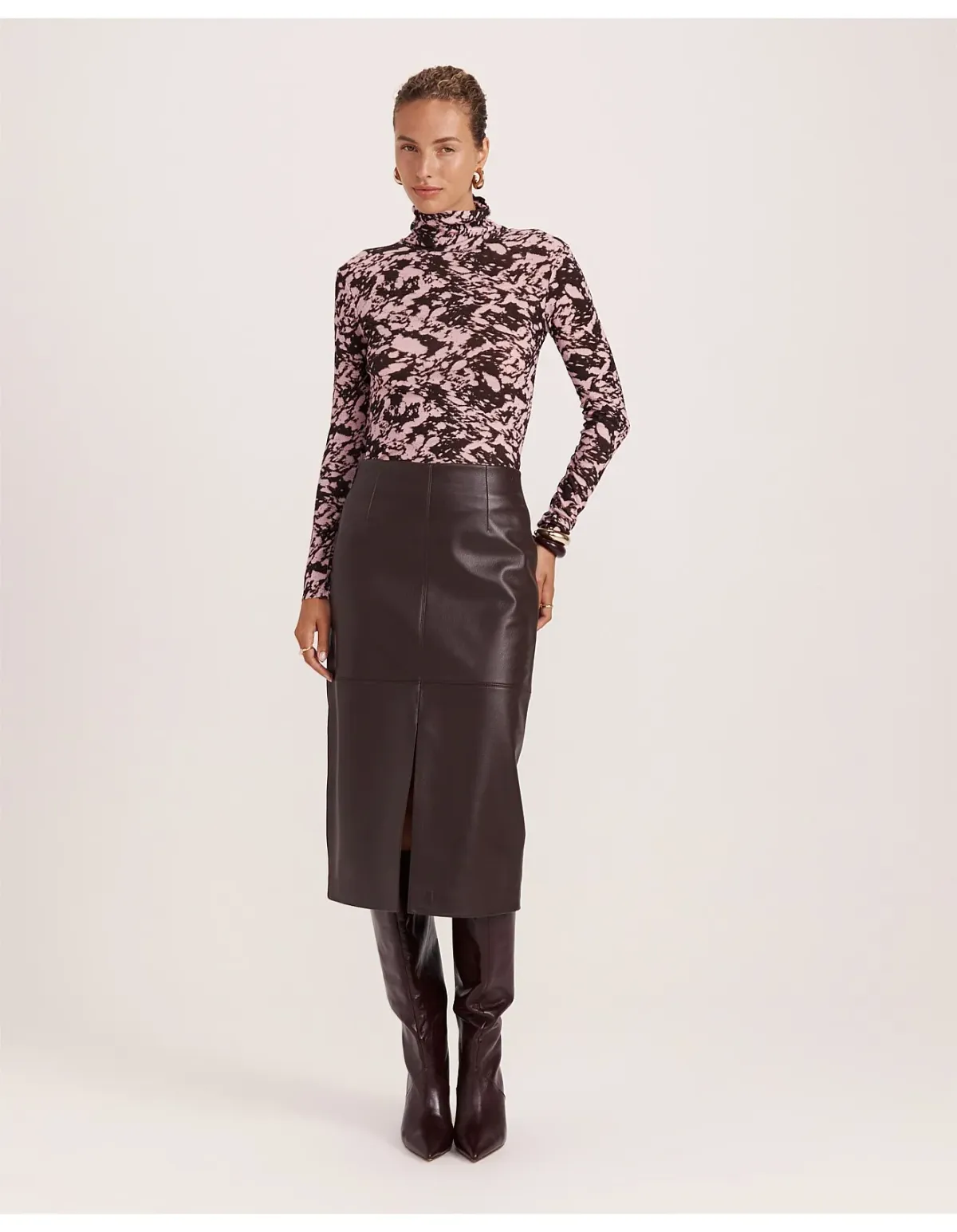 Saba Truffle Wool Long Sleeve Top L Pink Brown - Image 6