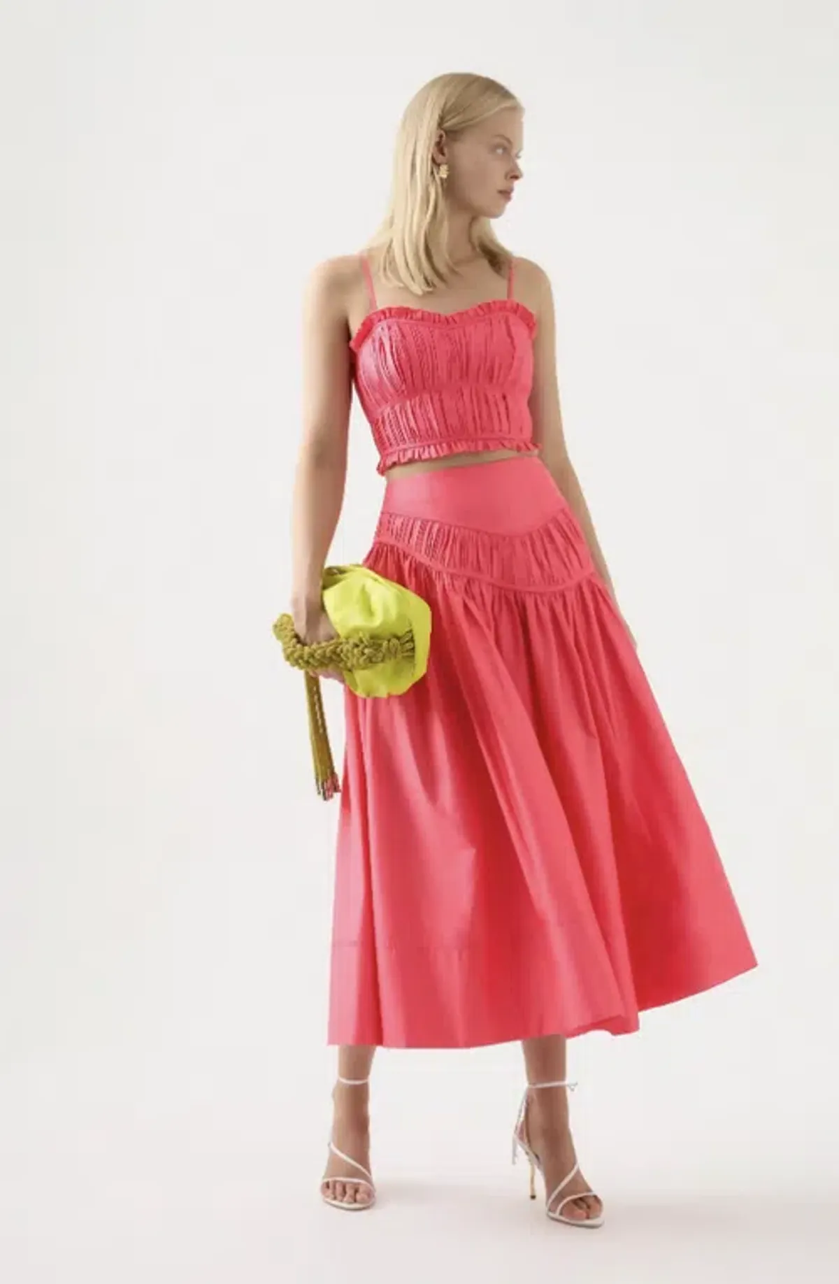 AJE 2-piece size 8 Pepper Ruched Bodice & Curve Midi Skirt Rouge Pink - Image 5