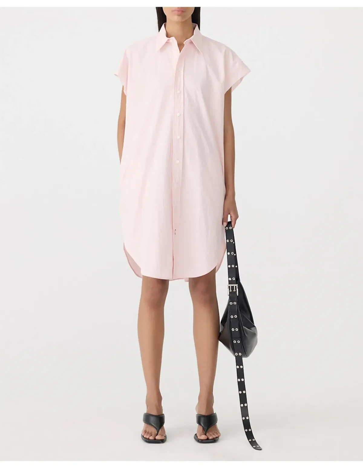 Bassike Crushed Cotton Sleeveless Dress Size 0 Soft Pink - Image 1