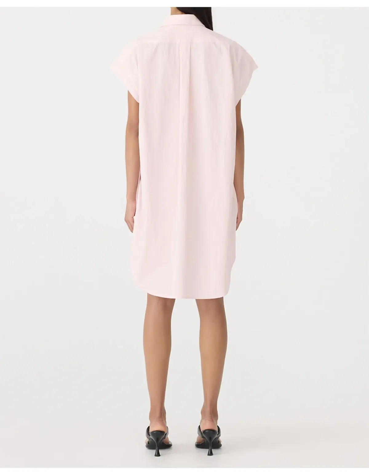 Bassike Crushed Cotton Sleeveless Dress Size 0 Soft Pink - Image 4