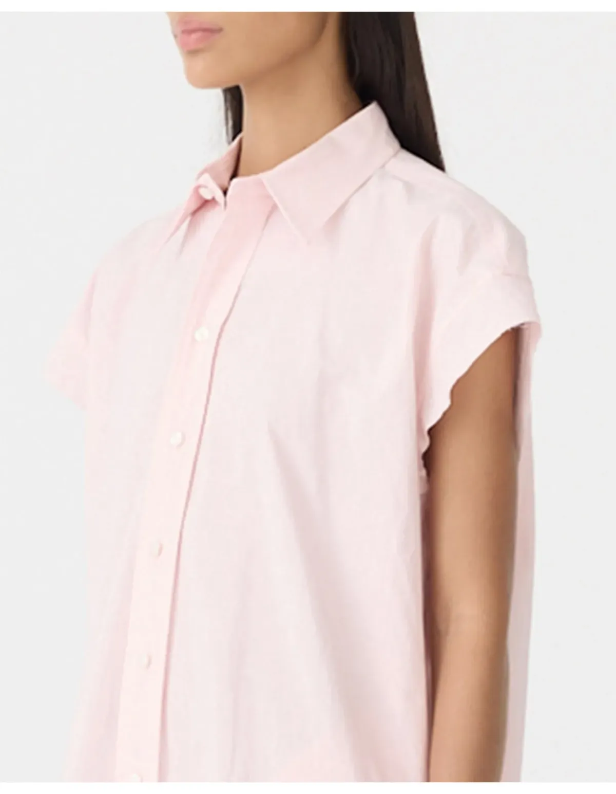 Bassike Crushed Cotton Sleeveless Dress Size 0 Soft Pink - Image 2