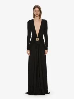 Christopher Ebser Bezel Quartz Ruched Long Sleeve Dress Black Size 6  for rent on The Volte - image 1
