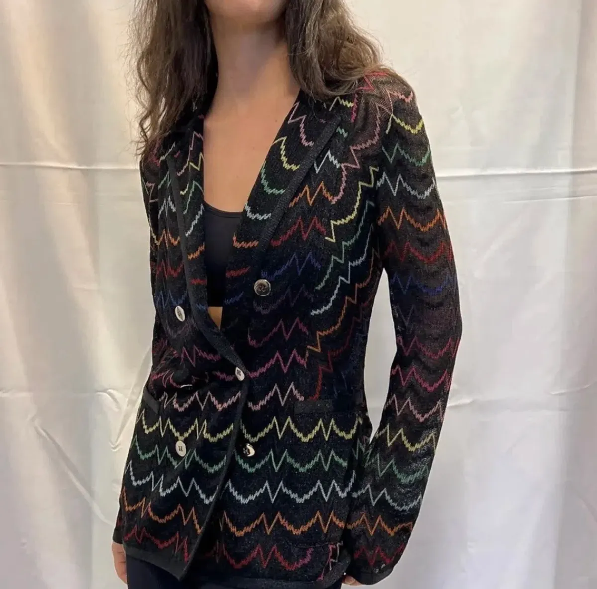 Missoni Zigzag Knit Woven Suit Blazer & Pants Size 42/ AU 10  - Image 4