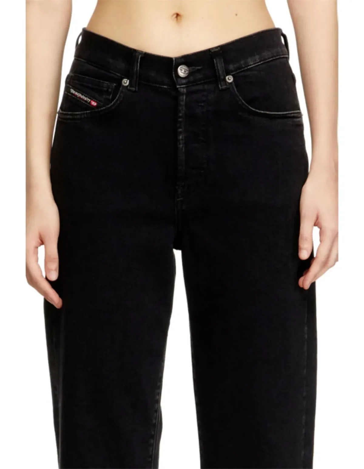 Diesel 1971 D-SENT L.32 High Rise Straight Leg Jeans Size 28 Black - Image 4