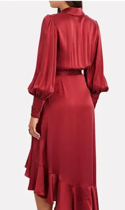Zimmermann Silk Wrap Midi Dress - Red - Sz 2 for rent on The Volte - image 2