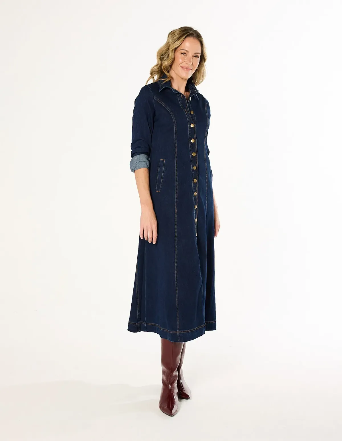 Adrift Collared Denim Dress XL Dark Wash - Image 7
