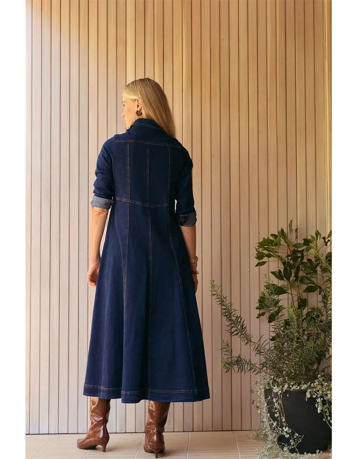 Adrift Collared Denim Dress XL Dark Wash - Image 4