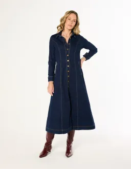 Adrift Collared Denim Dress XL Dark Wash for rent on The Volte - image 1