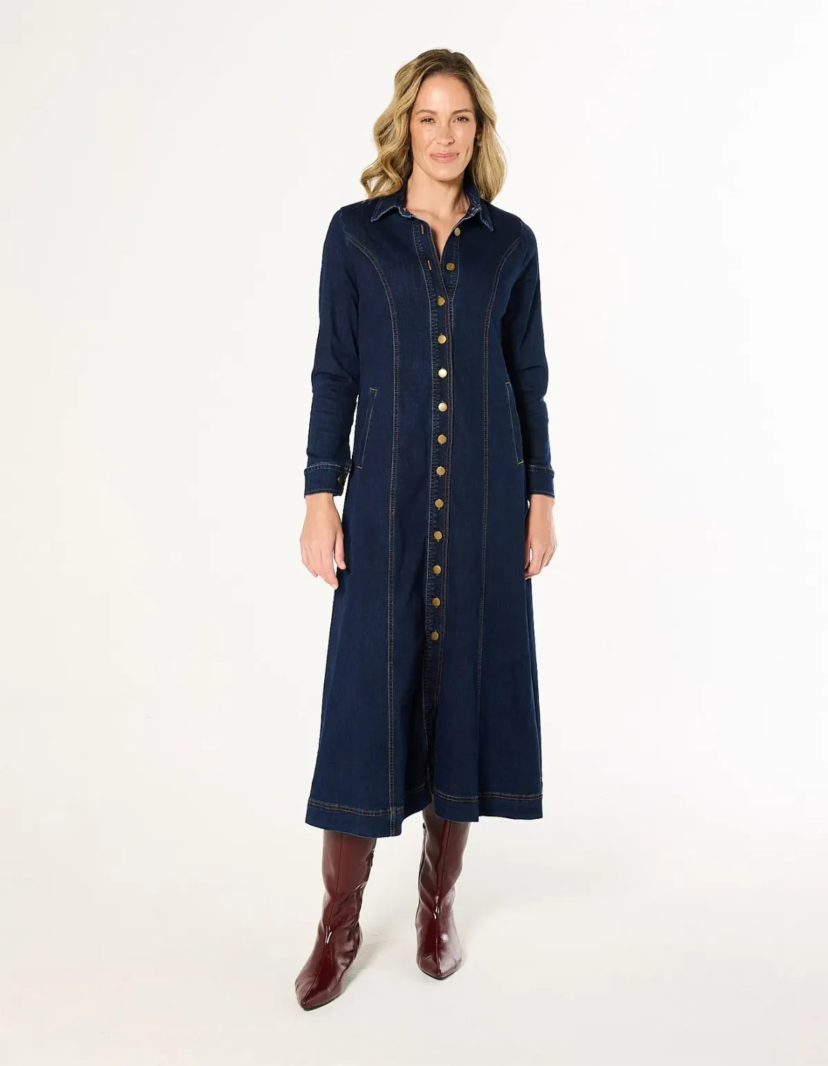Adrift Collared Denim Dress XL Dark Wash - Image 6