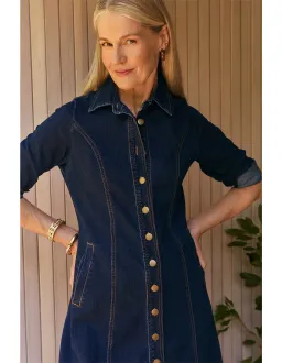 Adrift Collared Denim Dress XL Dark Wash for rent on The Volte - image 2