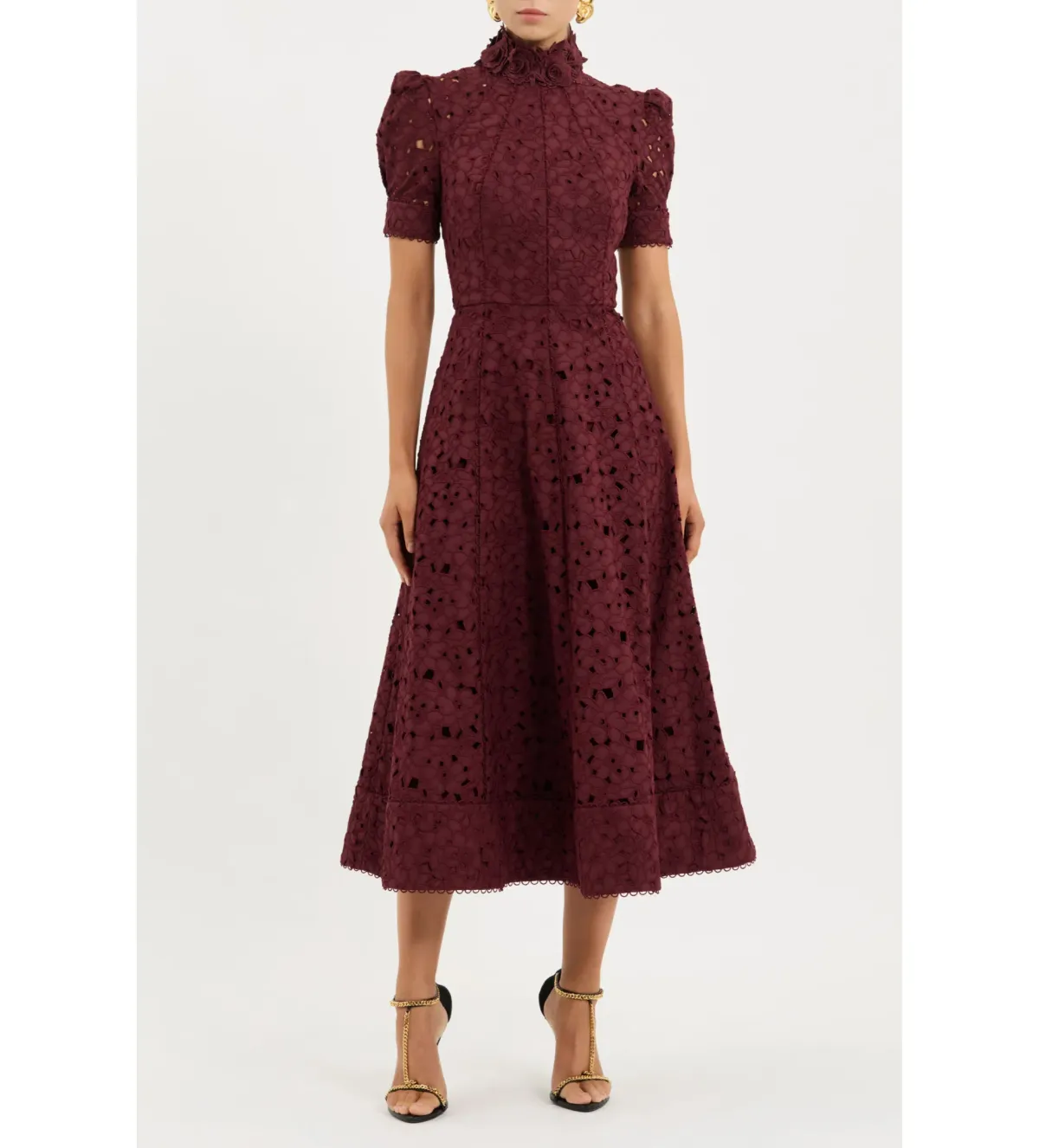 Rebecca Vallance Kitsu Short Sleeve Midi Dress Wine Size 12 - Image 1