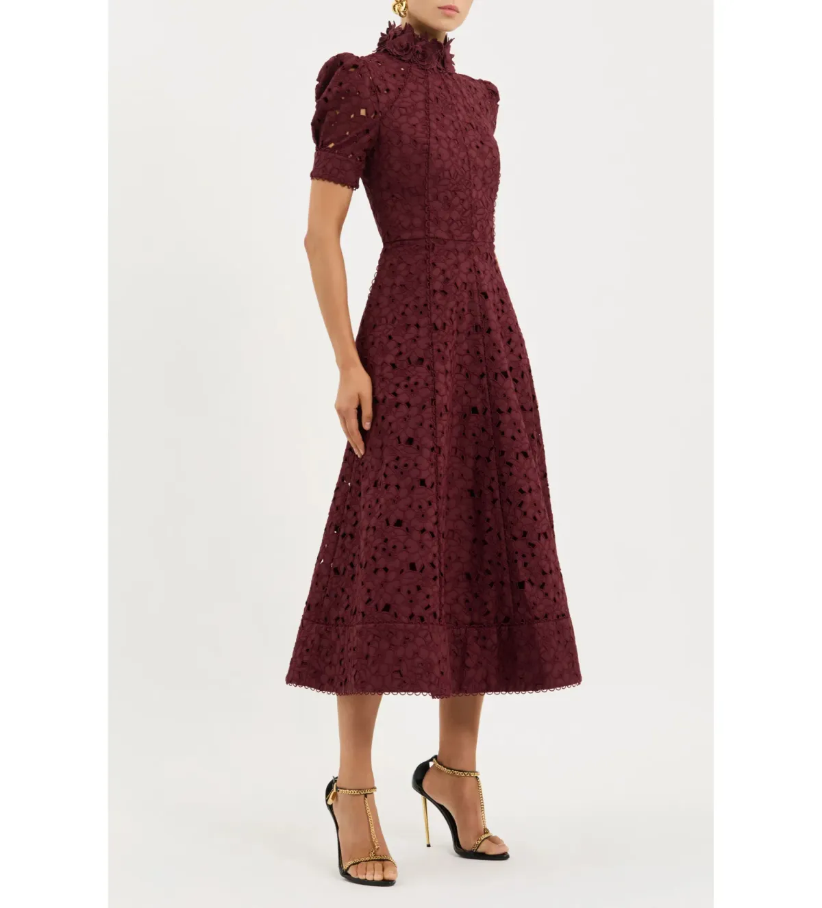 Rebecca Vallance Kitsu Short Sleeve Midi Dress Wine Size 12 - Image 4