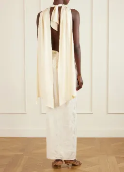JOHANNA ORTIZ Wildly Beautiful tasseled satin-jacquard halterneck maxi dress size AU 8  for rent on The Volte - image 4