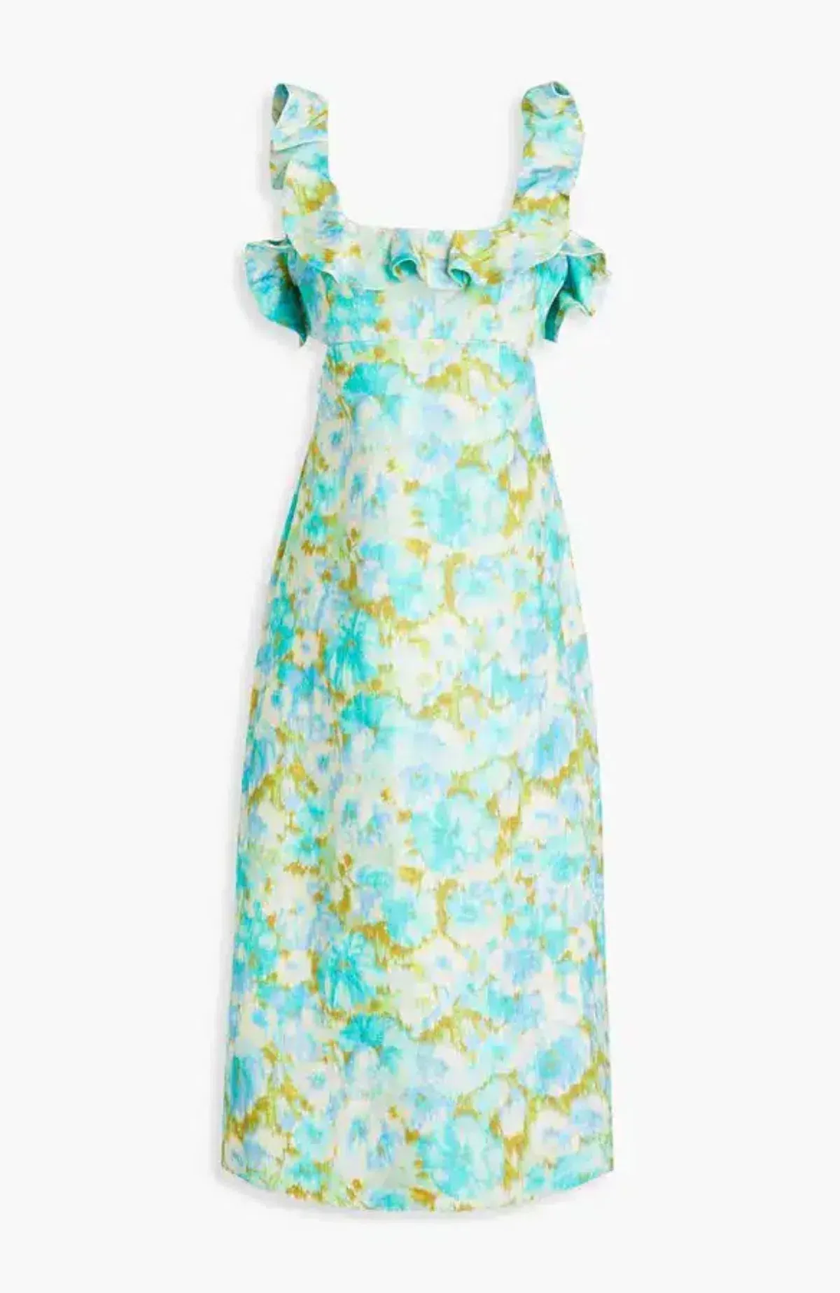 Zimmermann High Tide Frill Midi Dress Aqua Ikat size AU 10 / 1 - Image 3