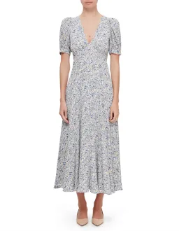 Reformation Naira SS V Neck Midi Dress Size 8 Dara Floral for rent on The Volte - image 1